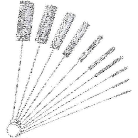 Ensemble de 10 brosses de nettoyage pour tubes, tasses, verres, biberons, pailles, thermos et autres récipients - Édition blanche 0724