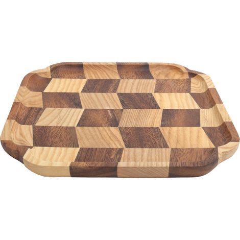Plat en bois pour salade de fruits, plateau à thé, bol, assiette de service à pain, vaisselle de cuisine 25 x 25 cm (1/5)