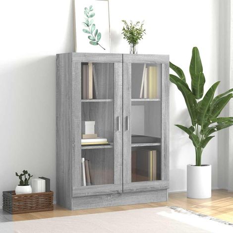 vidaXL Mobile Vetrina Grigio Sonoma 82,5x30,5x115 cm Legno