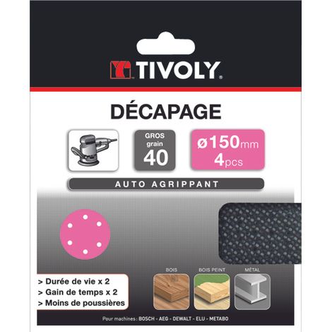 Disque MAILLE -AUTO-AGRIPPANT -Ø150mm -Pour ponceuse excentrique / Dim Ø150 / Gr : 180 TIVOLY - XT10112019113