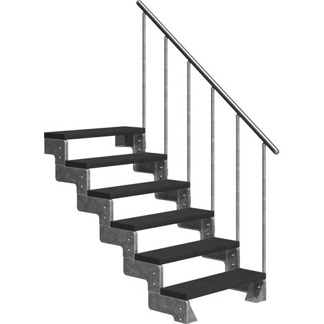 Dolle Außentreppe Gardentop 108-132cm Geschosshöhe mit Trimax anthrazit 80cm breit mit Geländer (1/5)