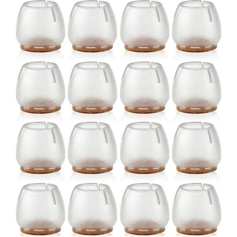 16 Pièces Chaise Casquettes 17-21mm Patins pour Meubles Silicone Protection Plaquettes de Pieds de Meubles Chaise Jambe Caches Housse de Table Rayures Protecteurs de Sol pour Pieds Ronds (1/4)