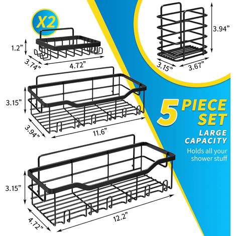 Soporte para estante de ducha sin perforaciones, acero inoxidable 304