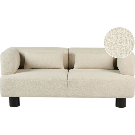 2 Seater Sofa Off-White Boucle Upholstery Material Modern Style Living Room MOVIK (1/5)
