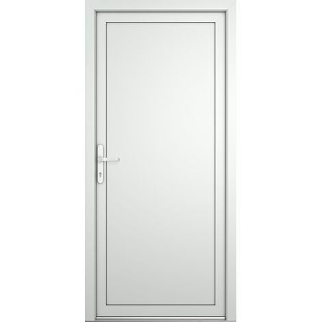 Porte de service 06, ouvrant vers l’extérieur, blanc/blanc, largeur: 90cm, hauteur: 205cm, sens d'ouverture: tirant gauche