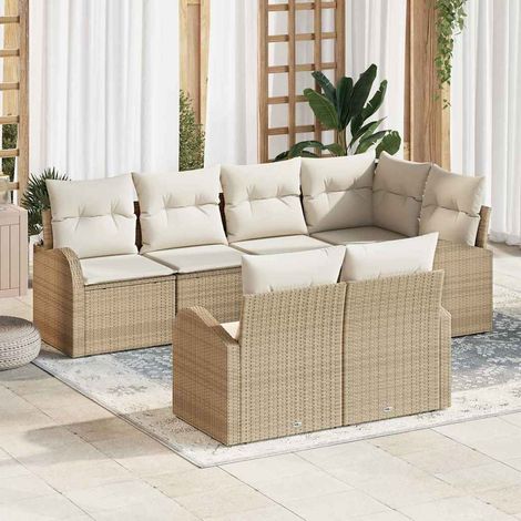 Conjunto de sofá de jardín Beige ratán sintético vidaXL (1/5)