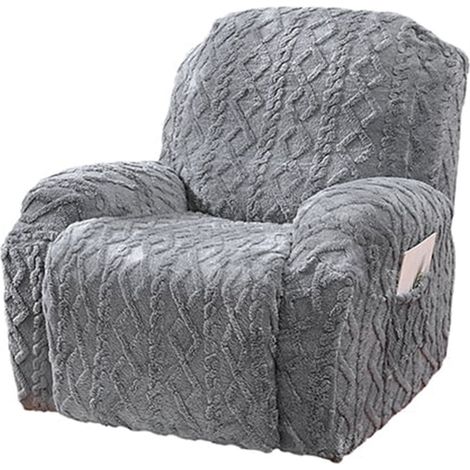 Housse De Fauteuil Inclinable Avec Poches - Tissu Double Tissage Épais En Polyester Et Spandex - Lavable En Machine - Pour Chiens Et Chats - Gris - 1 Pièce (1/5)