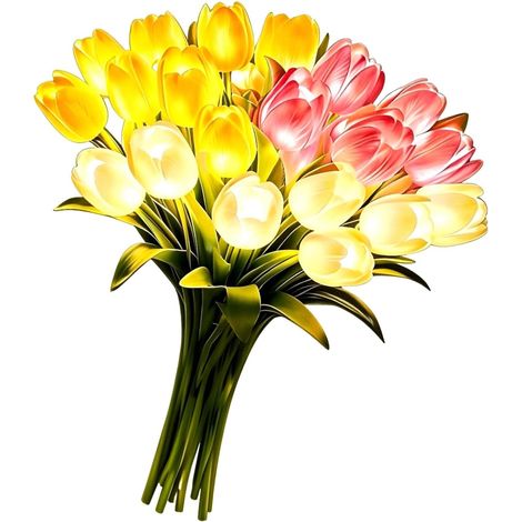 Fleurs lumineuses en Polyester, 20 pièces, tiges réglables, décoration de chambre, lampe à fleurs (1/5)