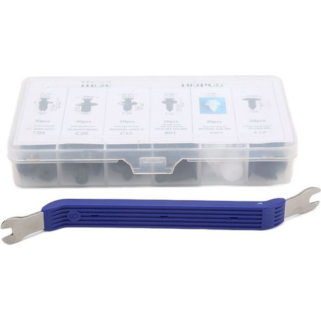 Lot de 100 clips rivets de fixation universels avec tournevis, pour garnitures de portière et carrosserie auto, assortiment de pinces à poussoir. (1/5)