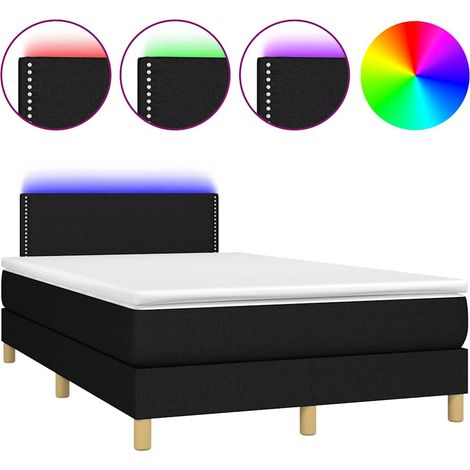 Maison Exclusive - Sommier à lattes de lit matelas et LED noir 120x190 cm tissu (1/5)