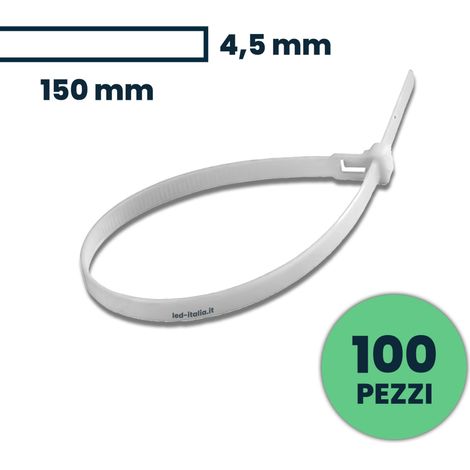 Fascette per cavi fissacavo nylon-66 per cablaggi 4.5x150mm bianco100pcs V-TAC - sku 11171