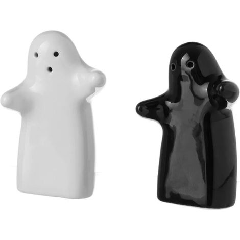 Juego de salero y pimentero de cerámica en blanco y negro (1/4)