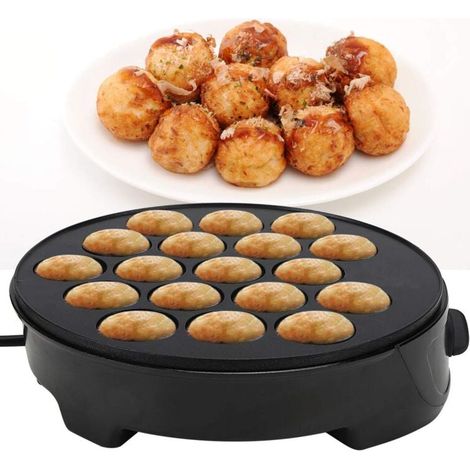 Máquina eléctrica para hacer takoyaki de hierro fundido, con 18 cavidades y revestimiento antiadherente para hacer takoyaki japonés. (1/4)