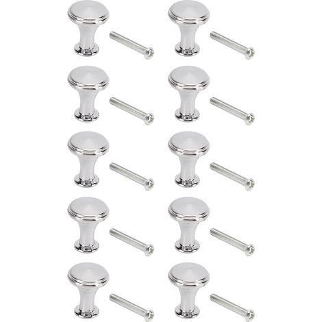 Set mit 10 einlochigen Griffen 20x25 mm, dekorative runde Griffe für Schubladen und Schränke, silber-weiße Ausführung. (1/5)