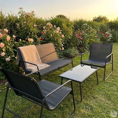 Ensemble Relax Salon de Jardin 4 Pièces en Acier et Textilène