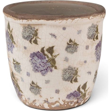 Pot de fleurs intérieur céramique beige bleu 11x11x10cm