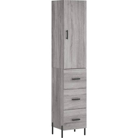 Buffet bahut commode armoire meuble de rangement organisateur cuisine salle de séjour salon haut sonoma 34,5 x 34 x 180 cm bois d'ingénierie gris