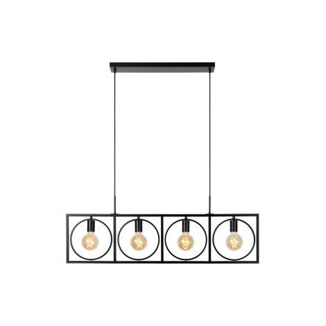 Lampada a sospensione nera loft SUUS 107cm 4xE27 Lucide