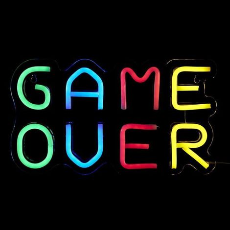 Lampe LED Néon Game Over USB Design Rétro Multicolore Plastique lampe LED néon motif Game Over port USB design rétro gaming chambre (1/5)