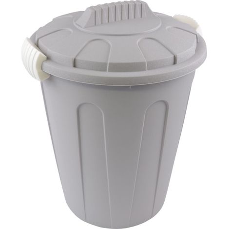 Abfalleimer 40L aus robustem Kunststoff - praktischer Mülleimer mit abnehmbarem Deckel - vielseitiger Müllbehälter für Haushalt, Garten & Werkstatt - hygienisch & pflegeleicht Ø39x59 cm - hellgrau