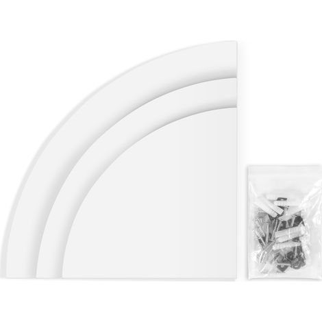 GARRYFIZH Lot de 3 étagères d'angle flottantes blanches, décoratives, à fixer au mur, de forme radiale et de style rustique, idéales pour le salon, la salle de bain et la cuisine.
