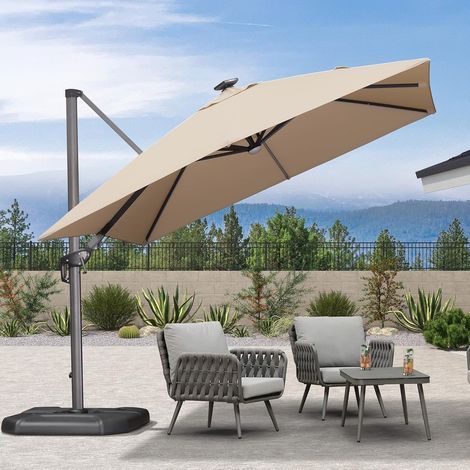 Toile de Rechange pour Parasol 2,5 x 2,5 m, Housse de Remplacement 8 Baleines, Protection UV30+ Imperméable, Toile d'Ombrage pour Jardin et Terrasse, Kaki (1/4)