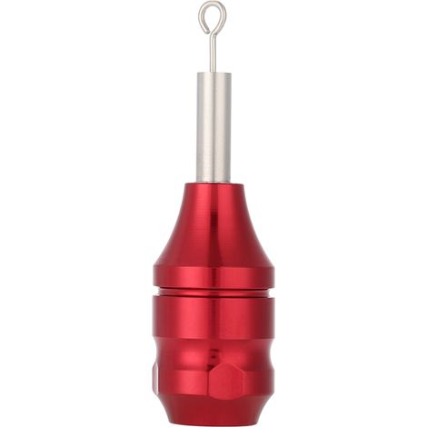 Manche pistolet tatouage en alliage d'aluminium 25mm, grip moleté rouge, outil professionnel pour machine à tatouer, cartouche compatible, poignée ergonomique (1/5)
