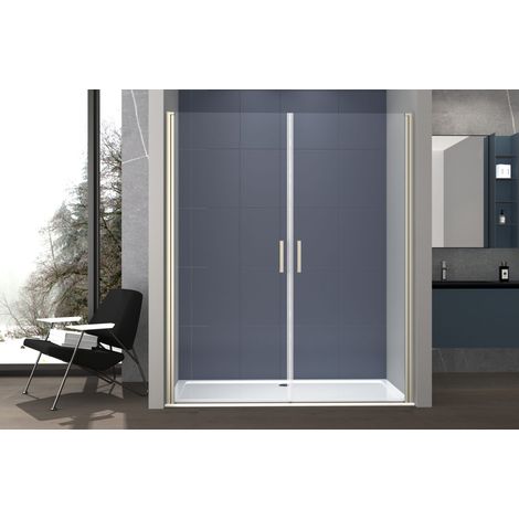 Box doccia nicchia 120 cm porta DUE BATTENTI H200 cm cristallo 6mm profilo CROMATO ZENO