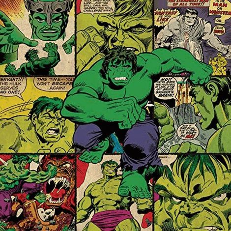 Marvel Comics, "Hulk Squares”, Stampa su Tela, Cotone, Multicolore, 1,8 cm x 40 cm x 40 cm