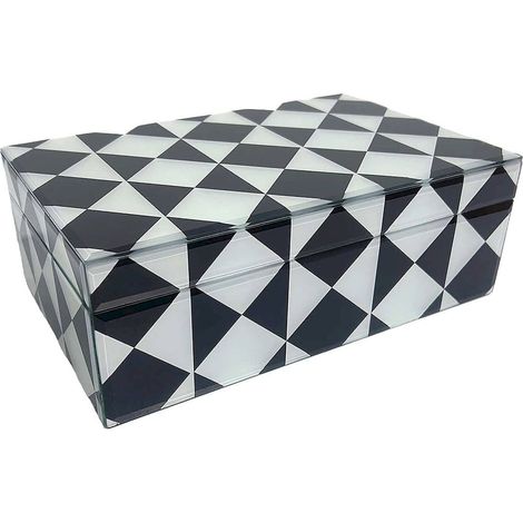 Boîte de rangement design verre et mdf noir blanc élégant - Noir et blanc graphique (1/5)