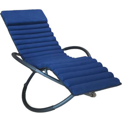 Chalet & Jardin – Bain de soleil à bascule swing luxe monaco – Matelas rembourré bleu – Base en aluminium – Dimensions 166x74x85 cm – 14700895 (1/6)