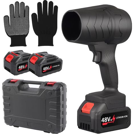 Souffleur à feuilles sans fil avec 2 batteries de 3000 mAh, souffleur électrique pratique pour voiture, 18 000 tr/min, mini souffleur sans fil, turbo jet blower pour nettoyer les feuilles, la (1/5)