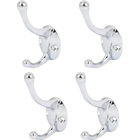 Support chromé double crochets de suspension 4 pièces pour vêtements cheminée cabane (0dfc4f516eb4a8 (1/2)
