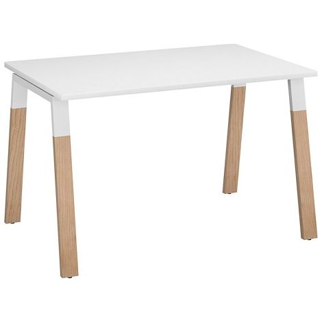 Bureau droit individuel L 120 x P 80 cm piétement bois métal blanc - Arch - Maxiburo