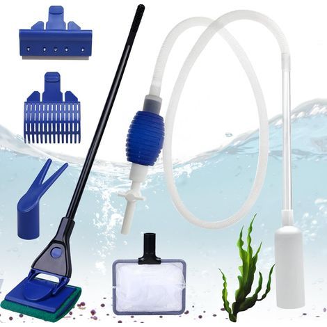 Ensemble de nettoyage pour aquarium 5 en 1 : Ensemble de nettoyage pour aquarium, siphon pour changement d’eau et 5 outils de nettoyage Détachables, Accessoires pour aquarium pour le (1/5)
