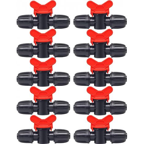 BEBUSINGOTO 10 válvulas de control de riego, interruptor de válvula de manguera de riego, grifo de púas macho doble, para riego de césped y jardín, para manguera de 16 mm (1/5)