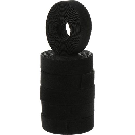 Sangles de Câble Réutilisables Noires en Crochet et Boucle 6 Rouleaux 1,5 M pour Organiser Câbles Électriques et Accessoires Bureau (1/5)