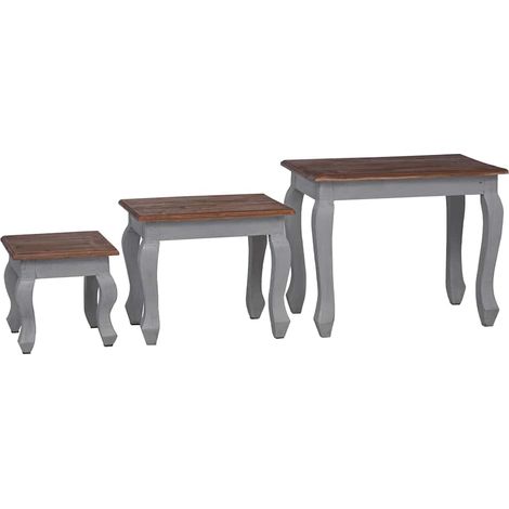 Maison Exclusive - Set Tavolini a Incastro 3 pz in Legno Massello di Mogano