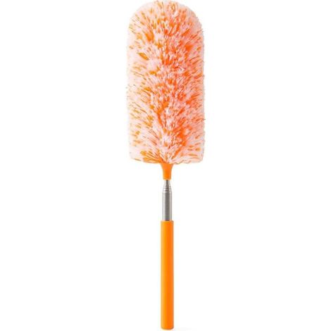 Plumeau Télescopique 80 cm de Long, Plumeau Microfibre avec Poignée en Acier Inoxydable, Orange (1/5)