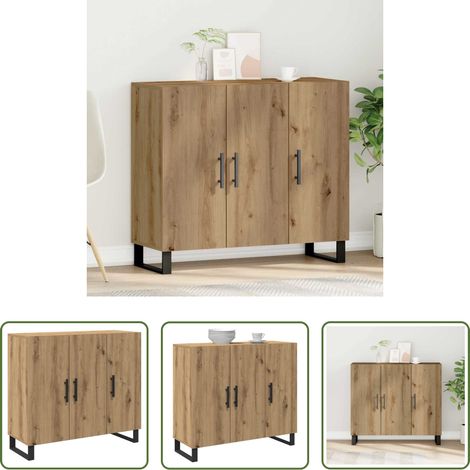 Stauraum - Sideboard Artisan-Eiche 90 x 34 x 80 cm Holzwerkstoff (1/5)
