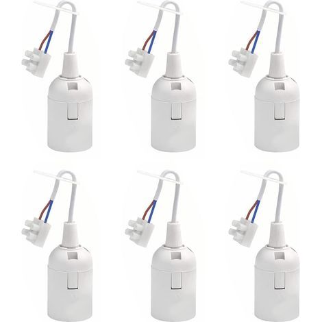 6 Pièces Douille de Lampe E27 Support D'ampoule 2A 250V Douille de Rénovation de Chantier avec Câble Douille de Lampe Suspension pour Ampoules à Lncandescence et LED (Max. 60W) - Blanc (1/5)