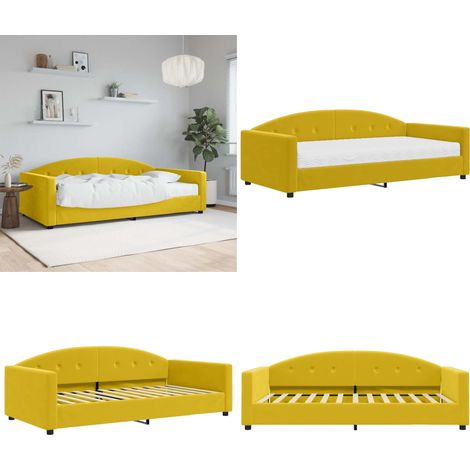 Tagesbett mit Matratze Gelb 100x200 cm Samt - Schlafsofa - Matratze (1/5)