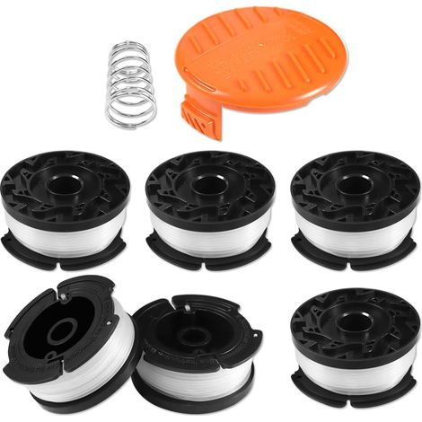 Bobine Fil Coupe Bordure pour Black et Decker Coupe-Bordures, 6 Bobine de Fil Debroussailleuse avec 1 Couvercle de Bobine et 1 Ressort (1/5)