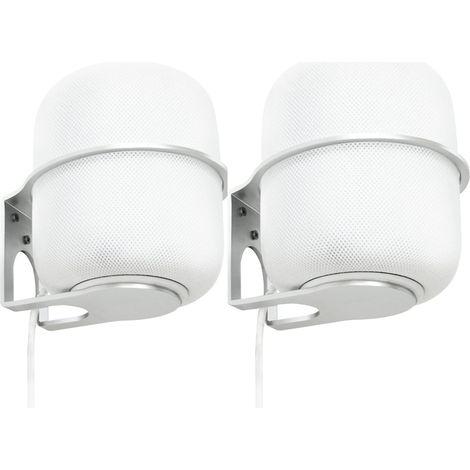 Kompatibel mit Apple HomePod 2 Wandhalterungsständer mit integriertem Kabelmanagement, Lautsprecherzubehör-Rack (Apple HomePod 2, Weiß) 2 Stück (1/5)