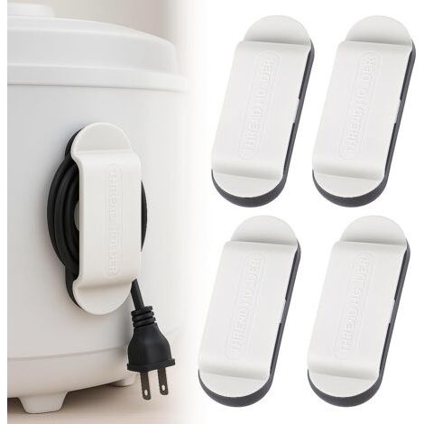 lot de 4 blanc Organiseur de câbles pour appareils électroménagers, Enrouleur de câbles et enrouleur de cordon, serre-câbles autocollants, raccourcisseur de cordon, pour appareils de cuisine (1/5)