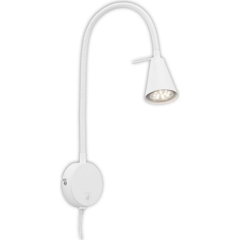 Lampada da letto a LED flessibile Interruttore On/Off GU10 5 W bianco metallo Briloner
