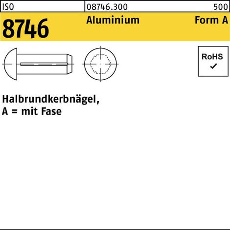 ISO 8746 Halbrundkerbnägel, mit Fase Leichtmetall 2 x 4 Al S 1000 Stk (1/2)
