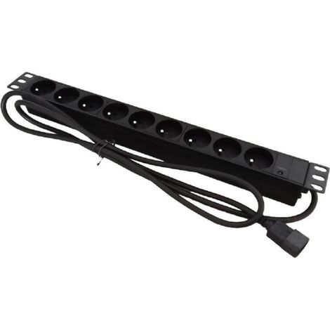 Regleta de alimentación para rack de 19 pulgadas, PDU, 9 tomas CEE 7/5, enchufe IEC320 C14.