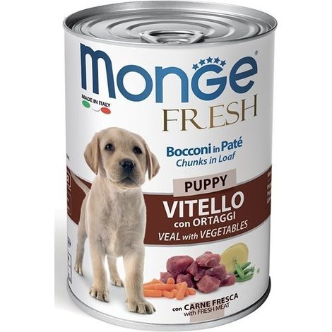 Monge Dog Fresh Puppy Vitello e Ortaggi  - Monge Dog Fresh Puppy Vitello e Ortaggi - Lattina Da 400 Gr (1/5)