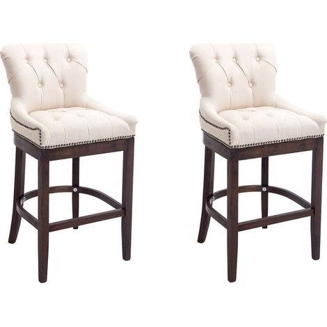 Set 2x Taburetes Lakewood en Tela Crema Antiguo